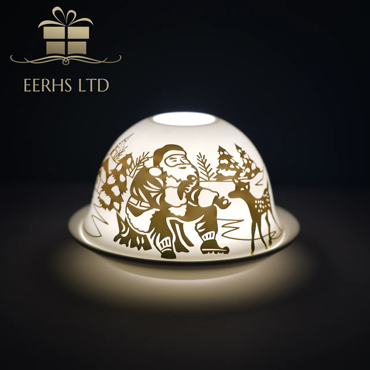 Cello Tealight Dome - Father Christmas Gold